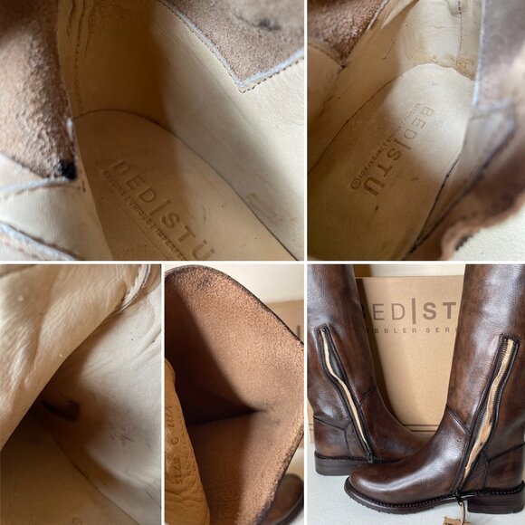 BED STU Manchester Distressed Brown Leather Tall Riding Boots BedStu Size 6 - Picture 12 of 16